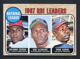 1968 Topps Baseball #003 N.L. RBI Leaders Clemente Aaron VG-EX 404517