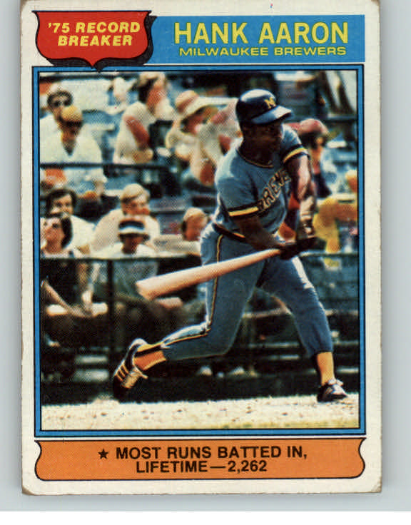 1976 Topps Baseball #001 Hank Aaron RB Brewers VG-EX 404666