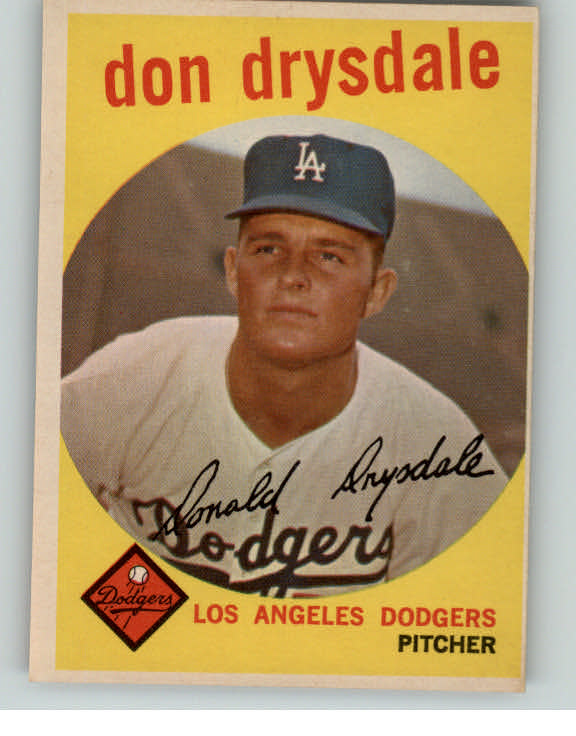 1959 Topps Baseball #387 Don Drysdale Dodgers EX-MT oc 405243
