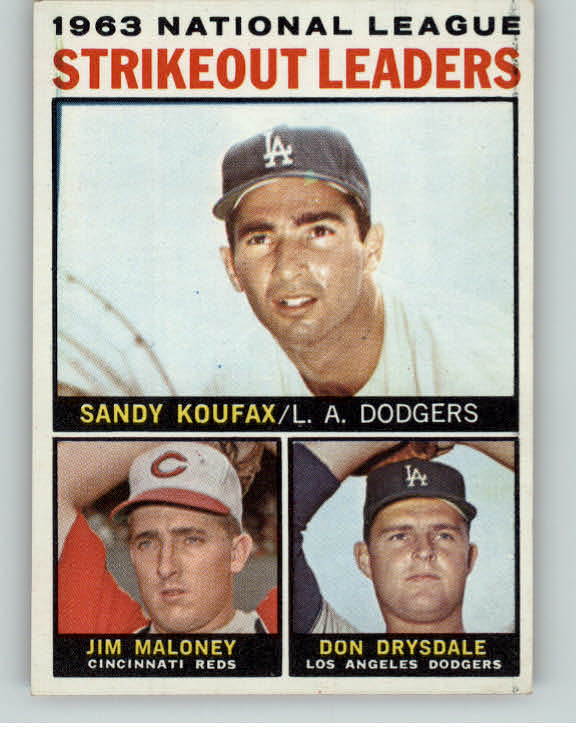 1964 Topps Baseball #005 N.L. Strike Out Leaders Sandy Koufax EX-MT 405896