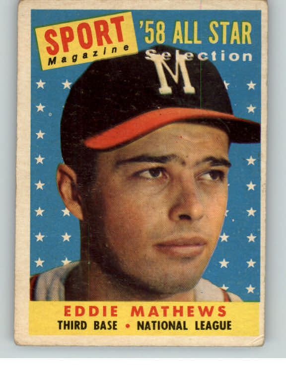 1958 Topps Baseball #480 Eddie Mathews A.S. Braves VG 405910