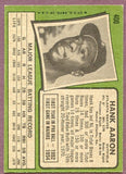 1971 Topps Baseball #400 Hank Aaron Braves EX-MT 406370