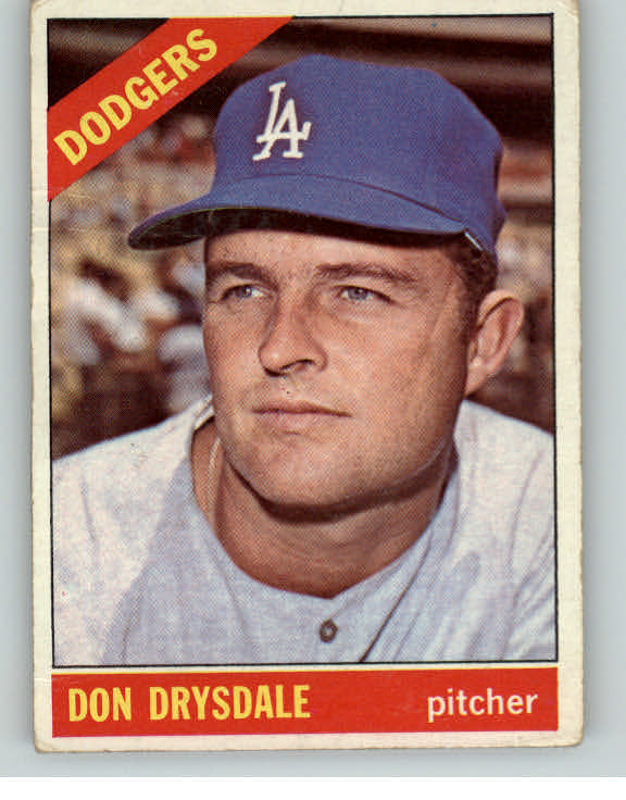 1966 Topps Baseball #430 Don Drysdale Dodgers Poor back damage 407139