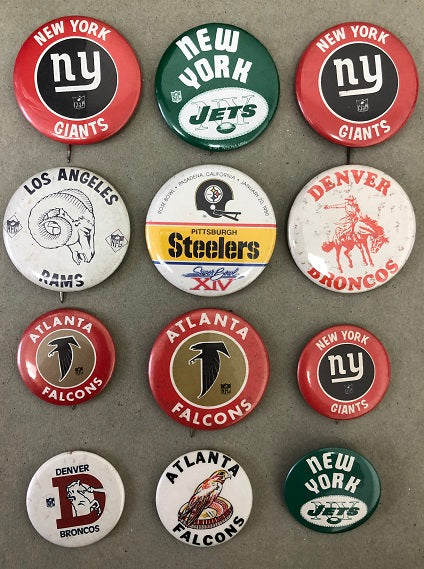NFL Booster Button Lot 12 Diff Steelers Jets Giants 409954
