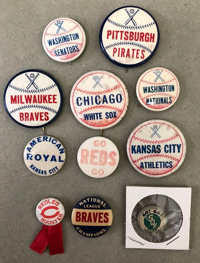 1960's-70's Baseball Booster Pins Lot Of 11 Braves Reds Pirates 409961