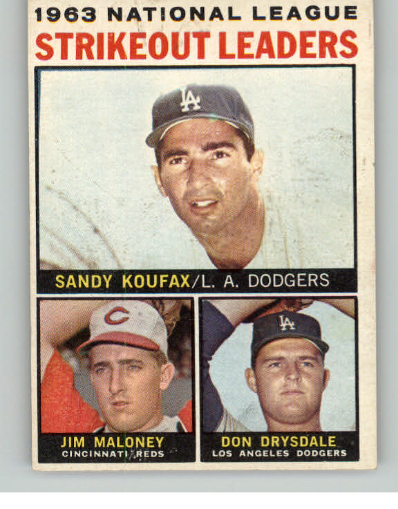 1964 Topps Baseball #005 N.L. Strike Out Leaders Sandy Koufax EX-MT 410849
