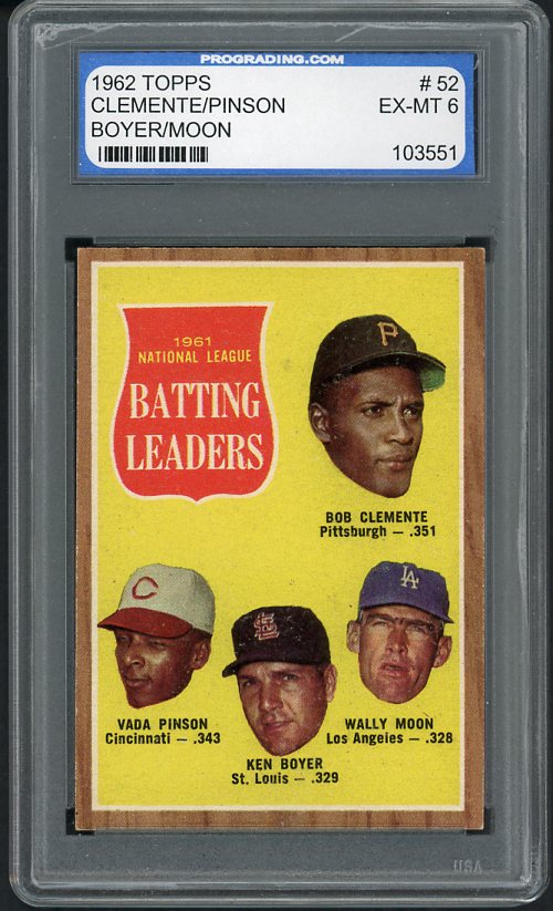 1962 Topps Baseball #052 N.L. Batting Leaders Roberto Clemente PGS 6 EX-MT 411267
