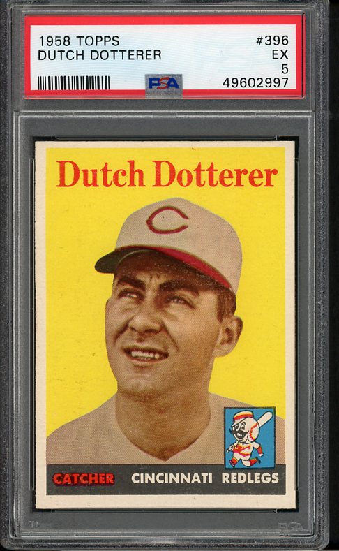 1958 Topps Baseball #396 Dutch Dotterer Reds PSA 5 EX 411379