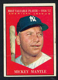 1961 Topps Baseball #475 Mickey Mantle MVP Yankees EX 411664