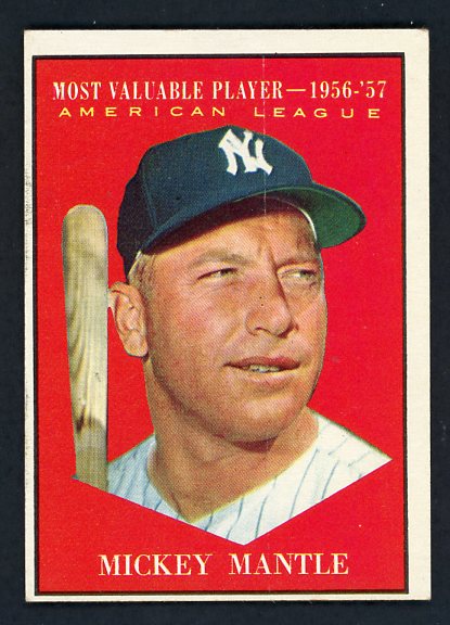 1961 Topps Baseball #475 Mickey Mantle MVP Yankees EX 411857