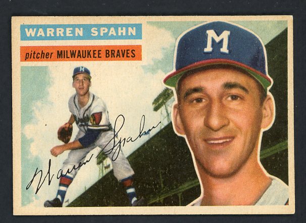 1956 Topps Baseball #010 Warren Spahn Braves EX-MT White 412046