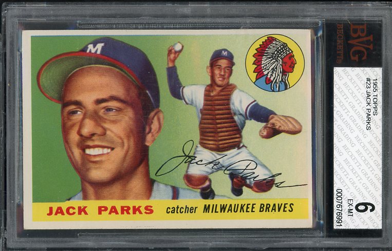 1955 Topps Baseball #023 Jack Parks Braves BVG 6 EX-MT 412905