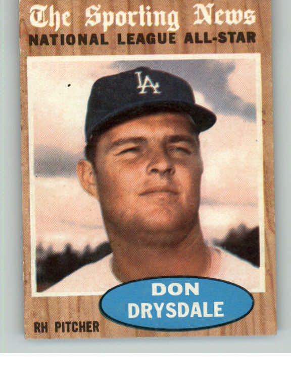 1962 Topps Baseball #398 Don Drysdale A.S. Dodgers EX 413252