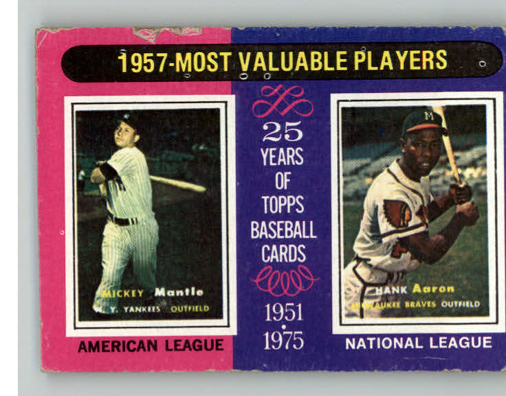 1975 Topps Baseball #195 Mickey Mantle Hank Aaron GD-VG 413391