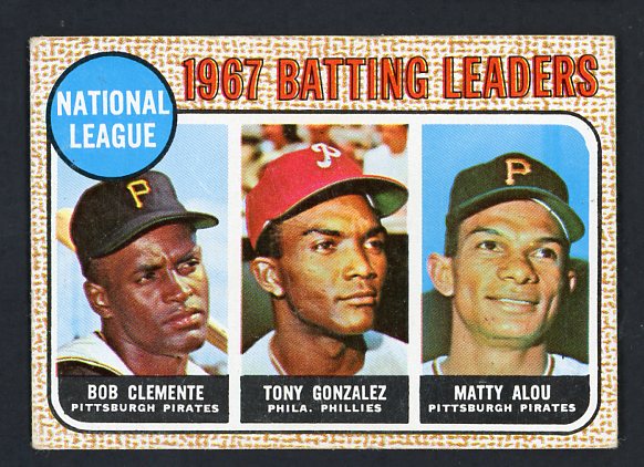 1968 Topps Baseball #001 N.L. Batting Leaders Roberto Clemente EX 413548