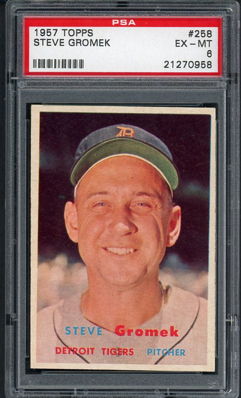 1957 Topps Baseball #258 Steve Gromek Tigers PSA 6 EX-MT 413993