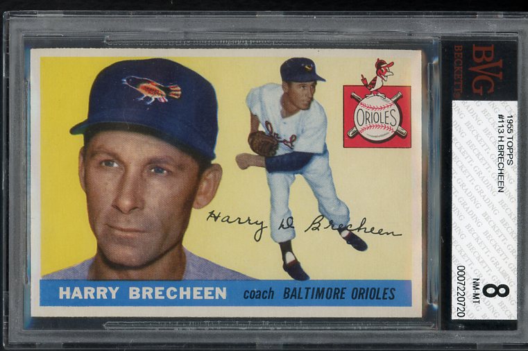 1955 Topps Baseball #113 Harry Brecheen Orioles BVG 8 NM/MT 414192