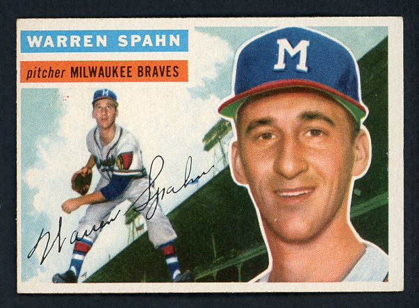 1956 Topps Baseball #010 Warren Spahn Braves EX-MT White 414523