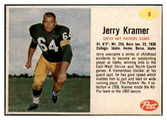 1962 Post Football #008 Jerry Kramer Packers EX-MT 415445