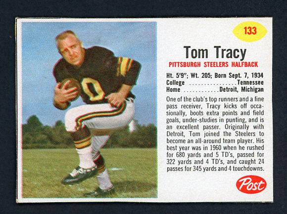 1962 Post Football #133 Tom Tracy Steelers NR-MT 415526