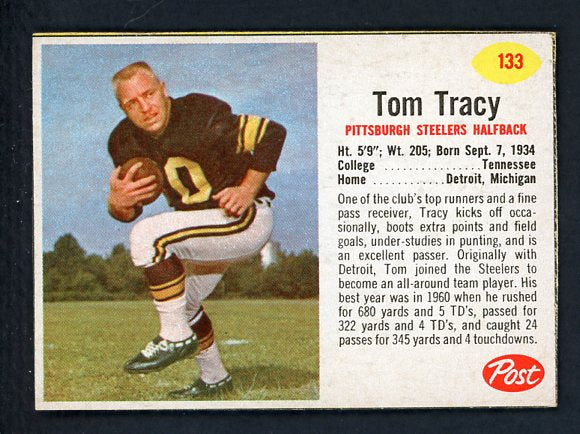 1962 Post Football #133 Tom Tracy Steelers NR-MT 415527