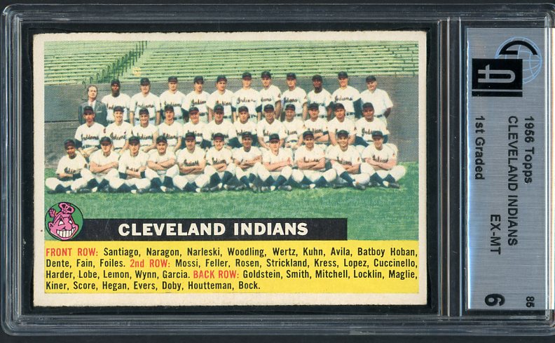 1956 Topps Baseball #085 Cleveland Indians Team Gai 6 EX-MT Gray 415907