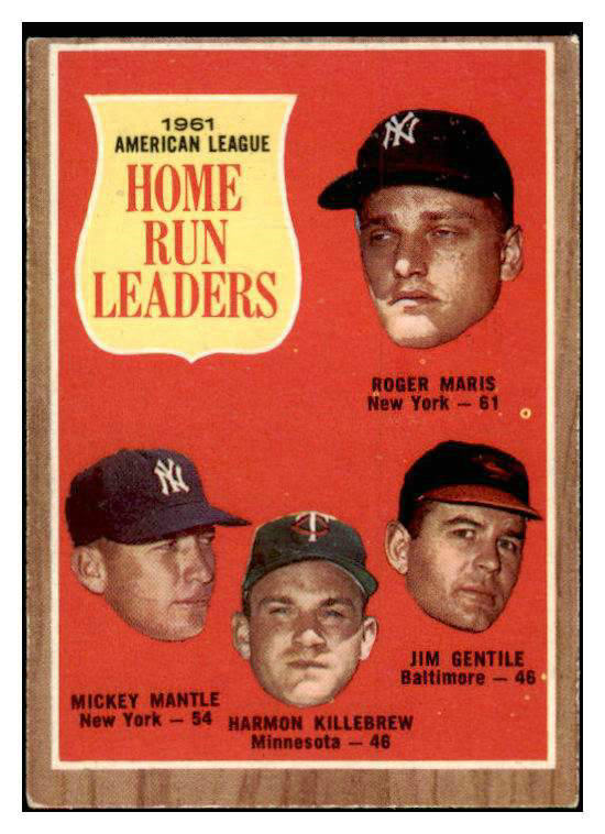 1962 Topps Baseball #053 A.L. Home Run Leaders Mickey Mantle EX-MT 416285