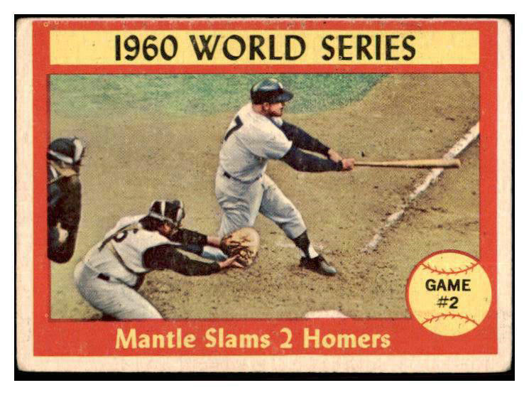 1961 Topps Baseball #307 World Series Game 2 Mickey Mantle VG-EX 416542