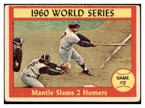 1961 Topps Baseball #307 World Series Game 2 Mickey Mantle VG-EX 416542