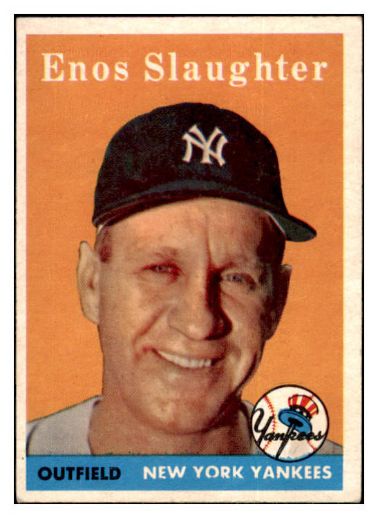 1958 Topps Baseball #142 Enos Slaughter Yankees EX+/EX-MT 417137