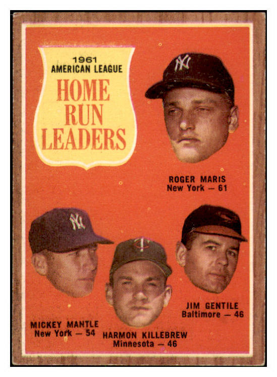 1962 Topps Baseball #053 A.L. Home Run Leaders Mickey Mantle EX-MT 417241