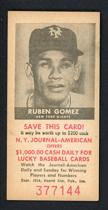 1954 New York Journal American Ruben Gomez Giants EX-MT 417722