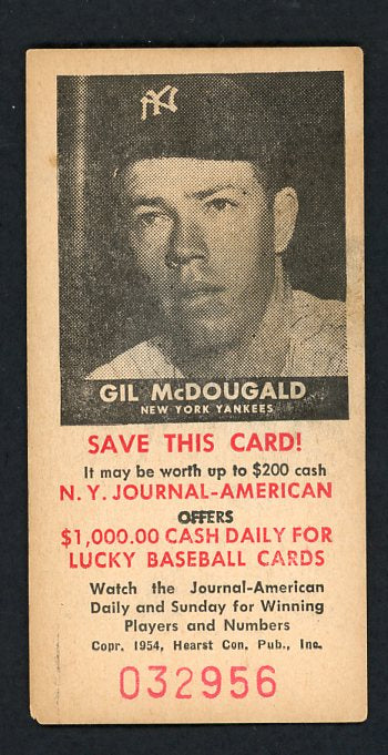 1954 New York Journal American Gil McDougald Yankees EX 417729