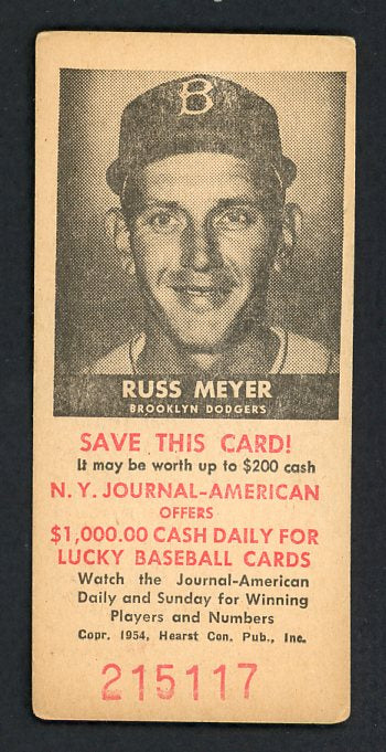 1954 New York Journal American Russ Meyer Dodgers EX 417730