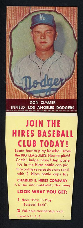 1958 Hires #041 Don Zimmer Dodgers NR-MT w/tab 417740