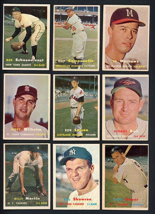 1957 Topps Baseball Set Lot 193 Diff VG-EX/EX Campanella Mathews 418055