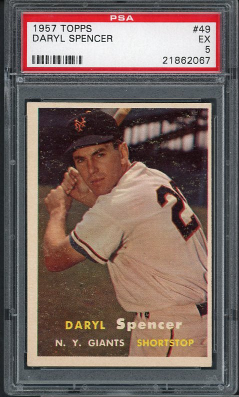 1957 Topps Baseball #049 Daryl Spencer Giants PSA 5 EX 418131