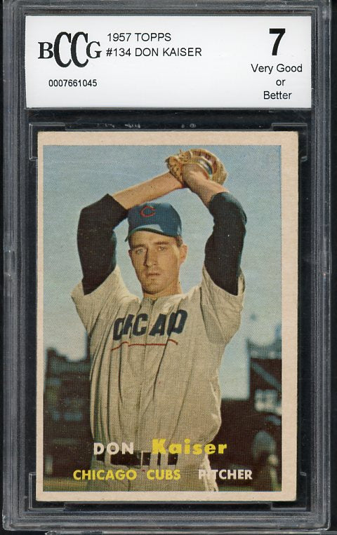 1957 Topps Baseball #134 Don Kaiser Cubs BCCG 7 418193