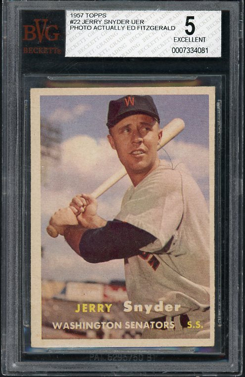 1957 Topps Baseball #022 Jerry Snyder Senators BVG 5 EX 418203