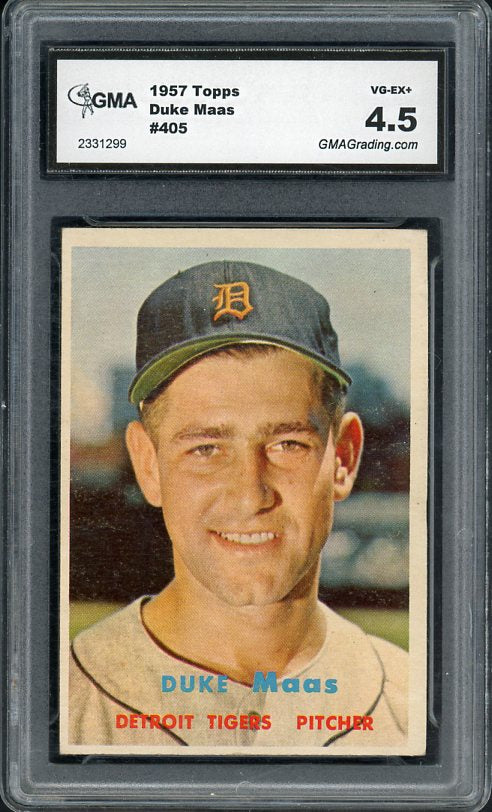 1957 Topps Baseball #405 Duke Maas Tigers GMA 4.5 VG-EX+ 418208