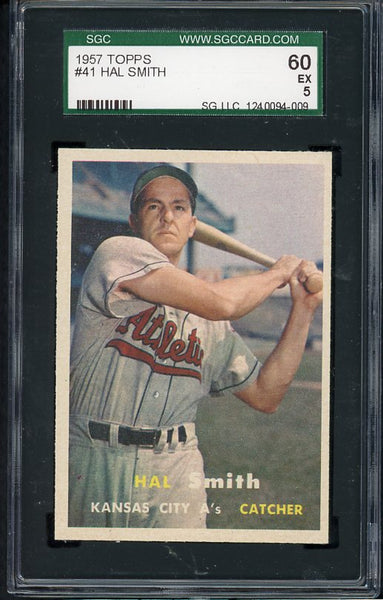 1957 Topps Baseball #041 Hal Smith A's SGC 5 EX 418221