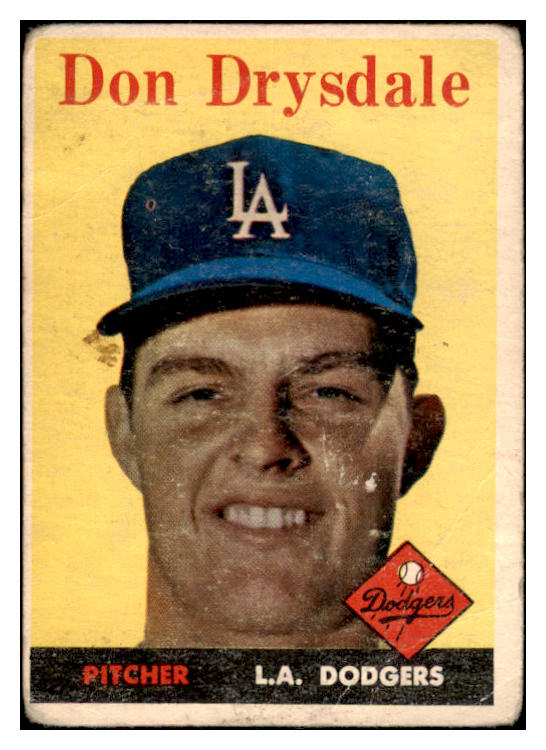 1958 Topps Baseball #025 Don Drysdale Dodgers PR-FR 418308