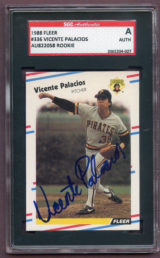 1988 Fleer #336 Vicente Palacios Pirates Autograph SGC Auth 418736