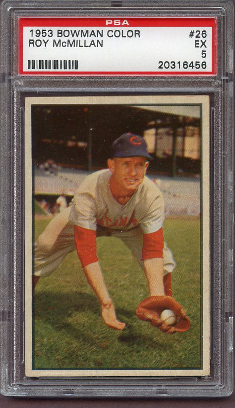 1953 Bowman Color Baseball #026 Roy McMillan Reds PSA 5 EX 418754