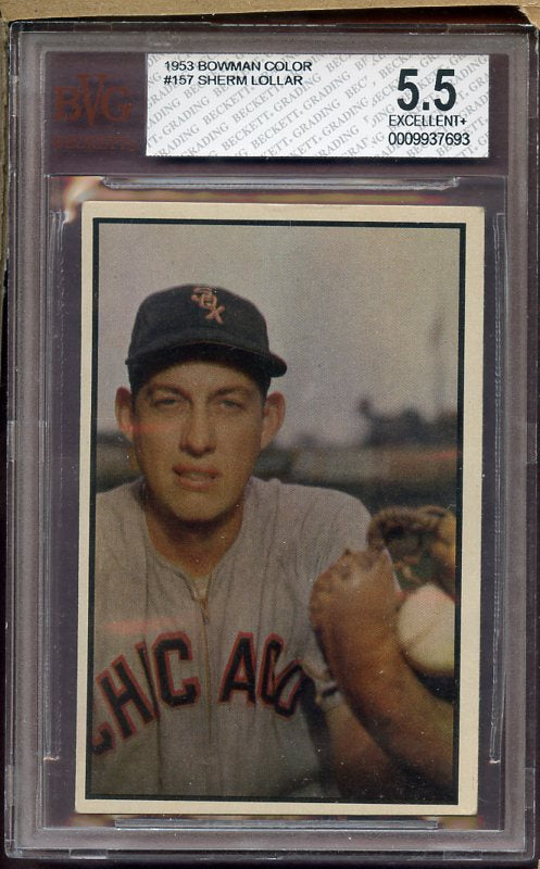 1953 Bowman Color Baseball #157 Sherm Lollar White Sox BVG 5.5 EX+ 418844