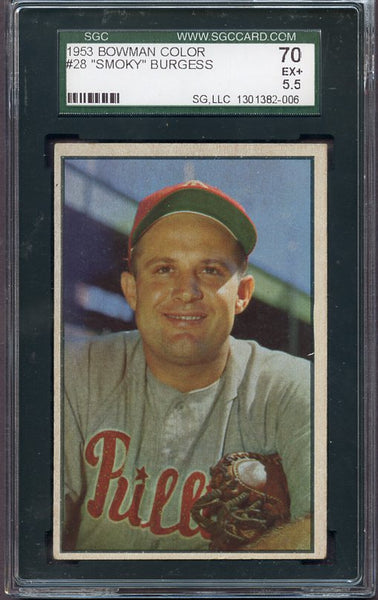 1953 Bowman Color Baseball #028 Smoky Burgess Phillies SGC 5.5 EX+ 418880