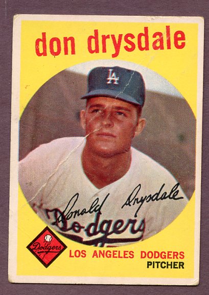 1959 Topps Baseball #387 Don Drysdale Dodgers Good 419121