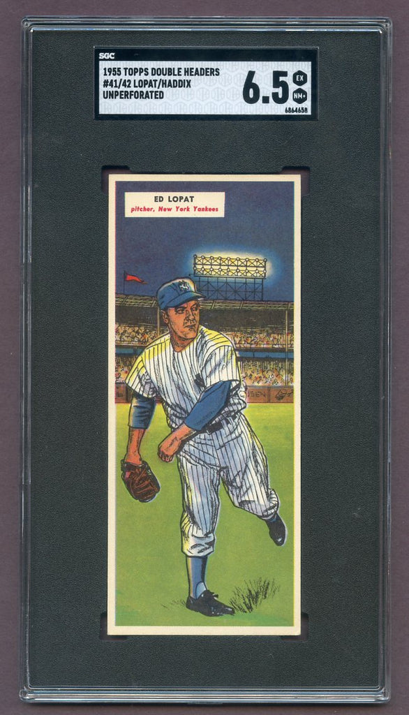 1955 Topps Baseball Double Headers #041/42 Lopat Haddix SGC 6.5 EX/NM+ Unperforated