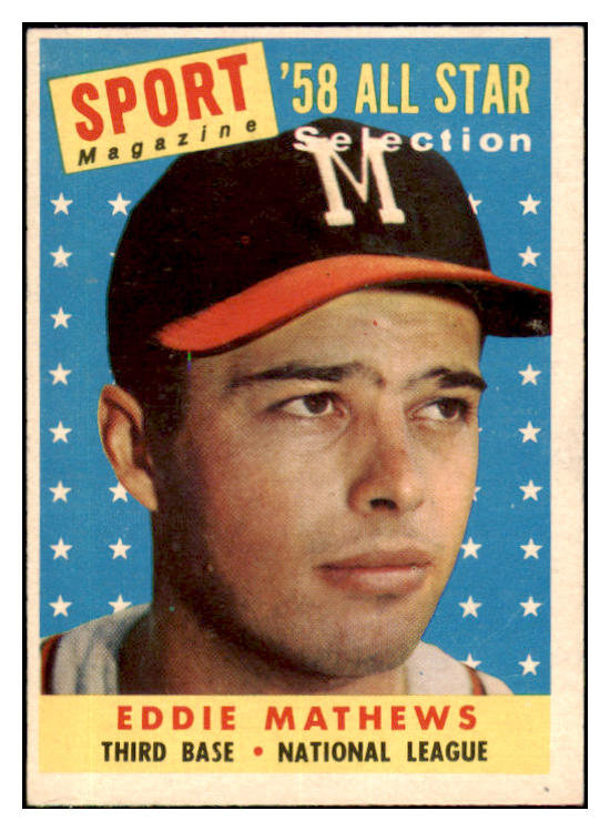 1958 Topps Baseball #480 Eddie Mathews A.S. Braves EX-MT 419603