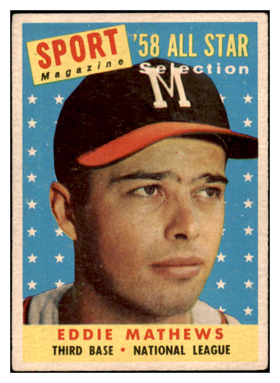 1958 Topps Baseball #480 Eddie Mathews A.S. Braves EX 419605